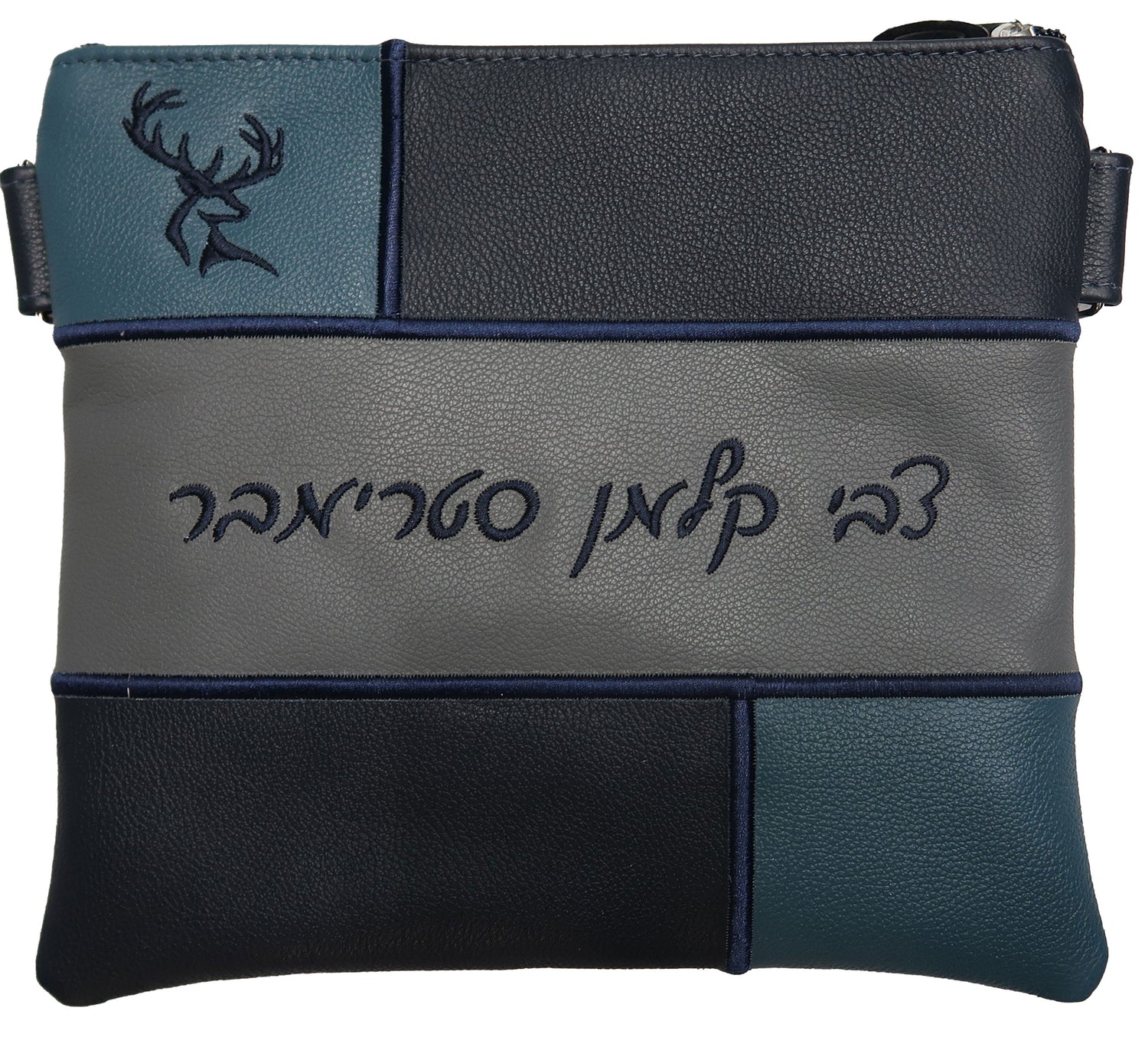 Prestige Leather Tallit & Tefillin Bag — Geometric & Colorblock Design, Regal Collection (500F-LG7)
