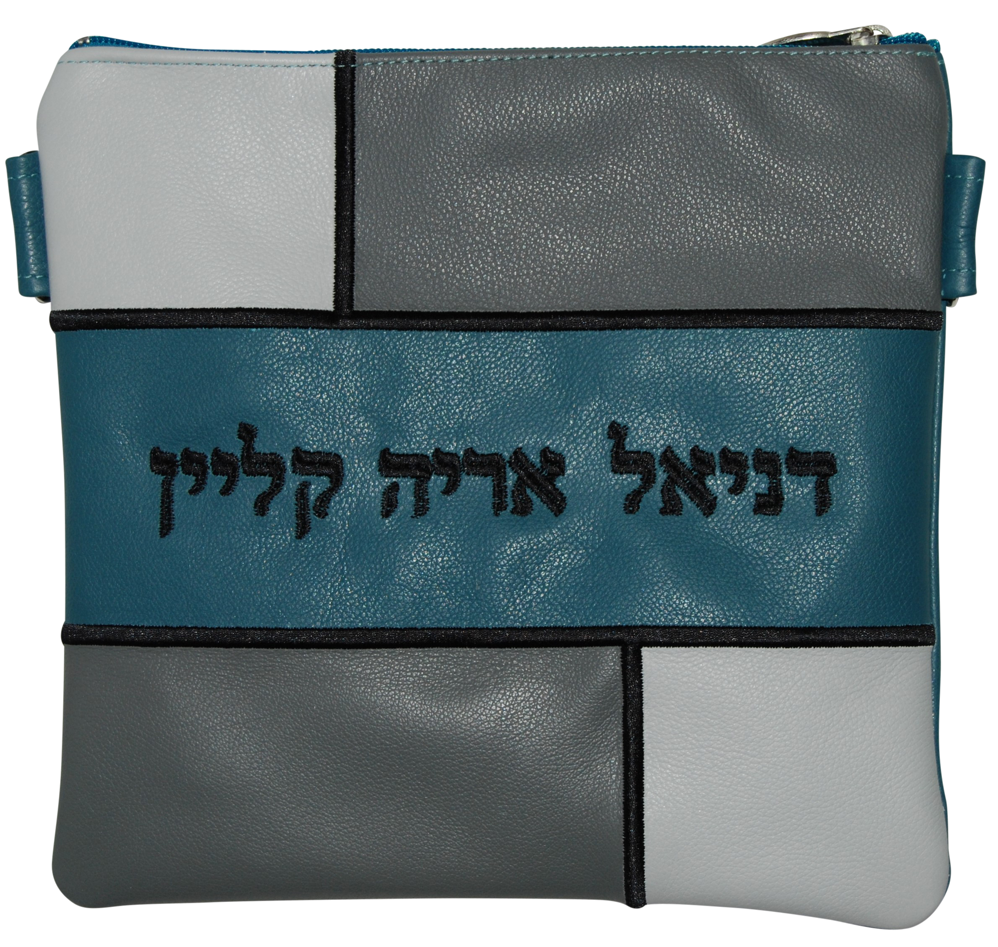 Prestige Leather Tallit & Tefillin Bag — Geometric & Colorblock Design, Regal Collection (500F-TL2)