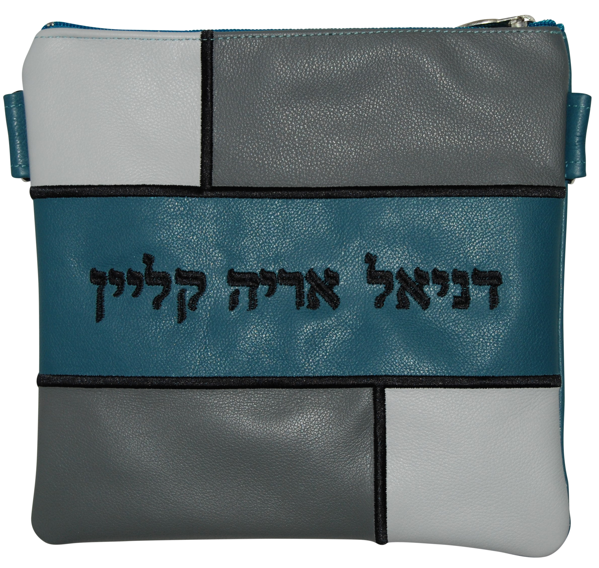 Prestige Leather Tallit & Tefillin Bag — Geometric & Colorblock Design, Regal Collection (500F-TL2)