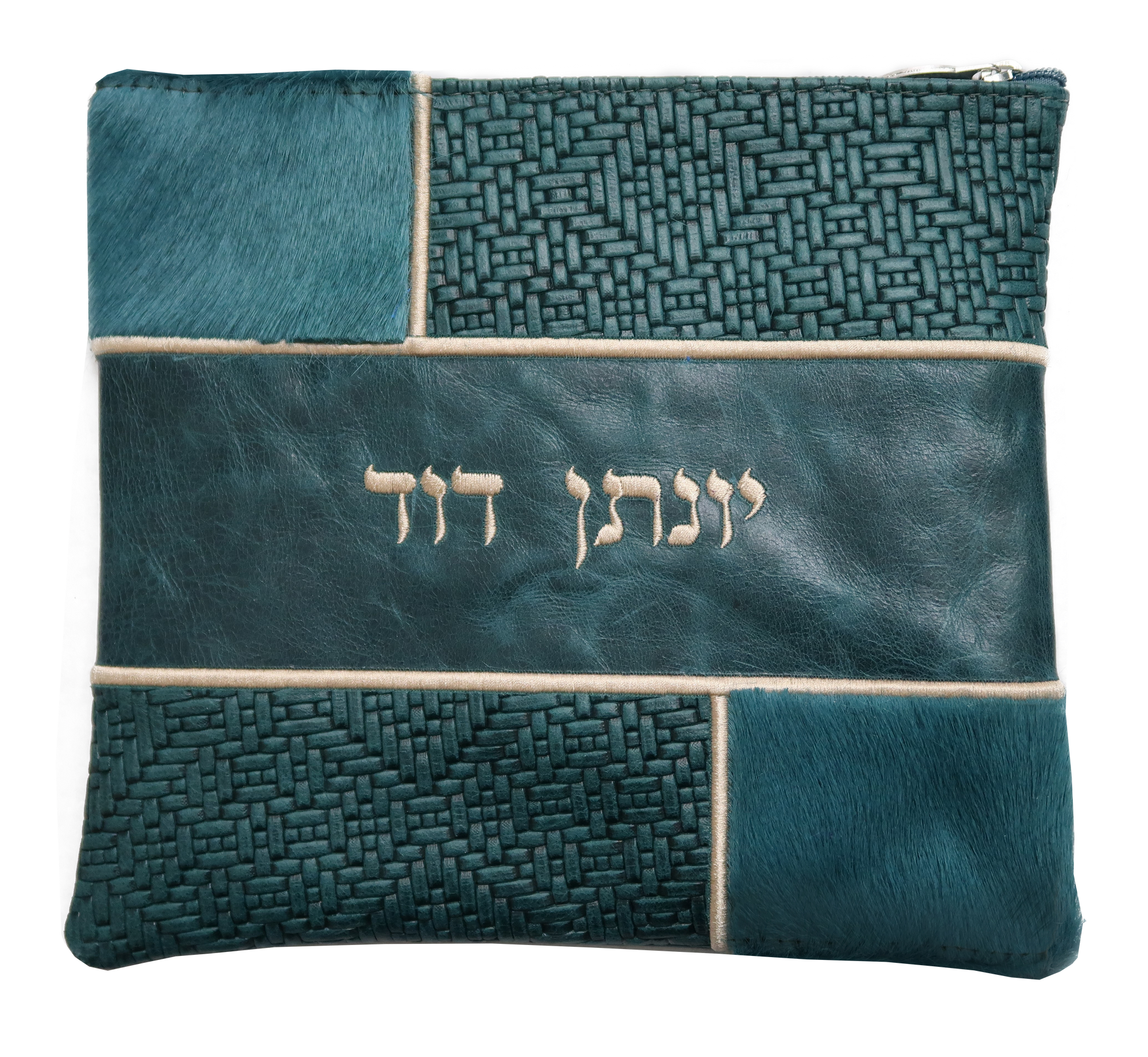 Prestige Leather Tallit & Tefillin Bag — Geometric & Colorblock Design, Supreme Collection (500H-PK)