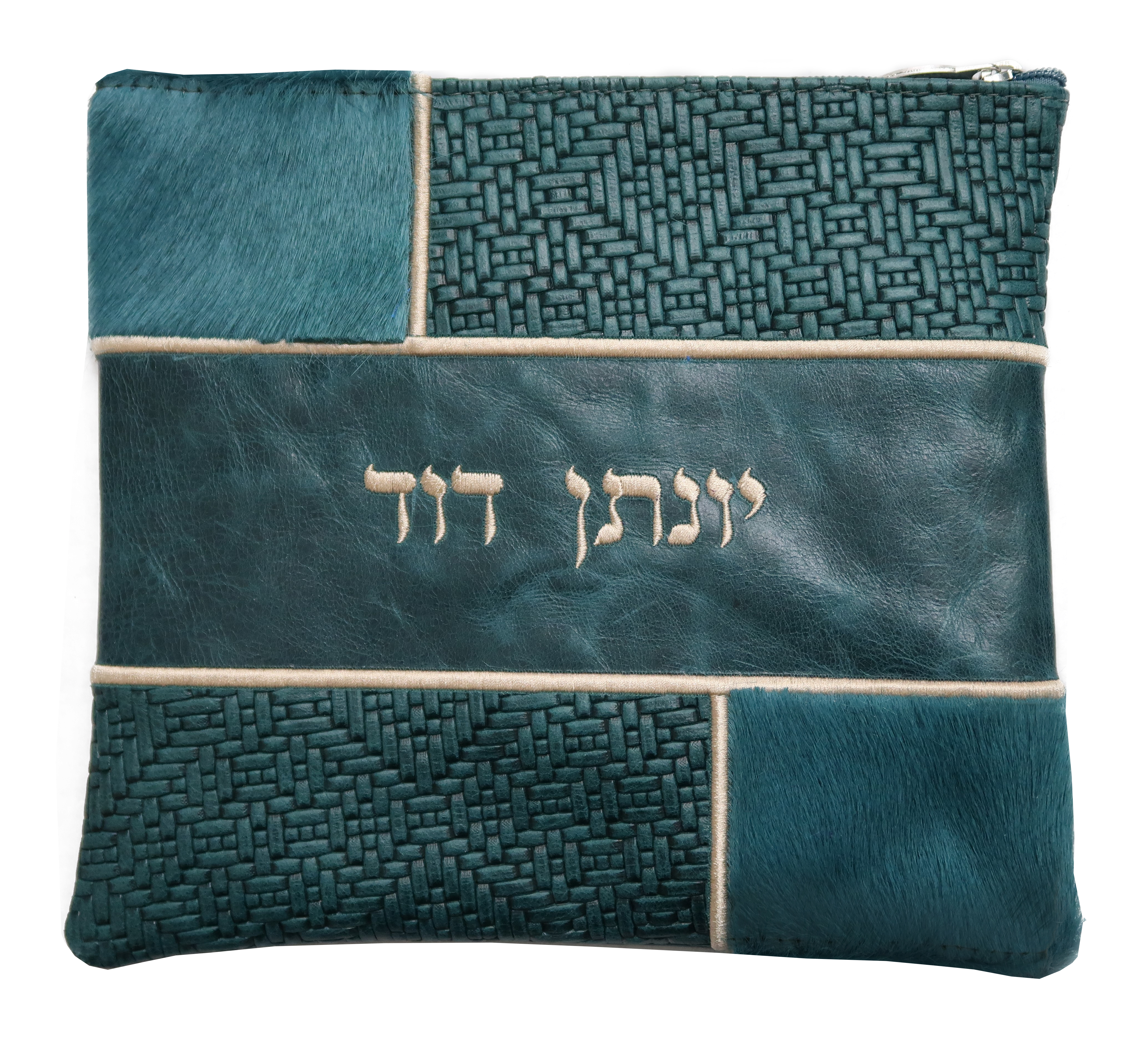 Prestige Leather Tallit & Tefillin Bag — Geometric & Colorblock Design, Supreme Collection (500H-PK)