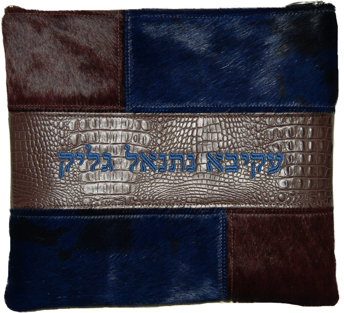 Prestige Croc Tallit & Tefillin Bag — Geometric & Colorblock Design, Premier Collection (505I-BR)