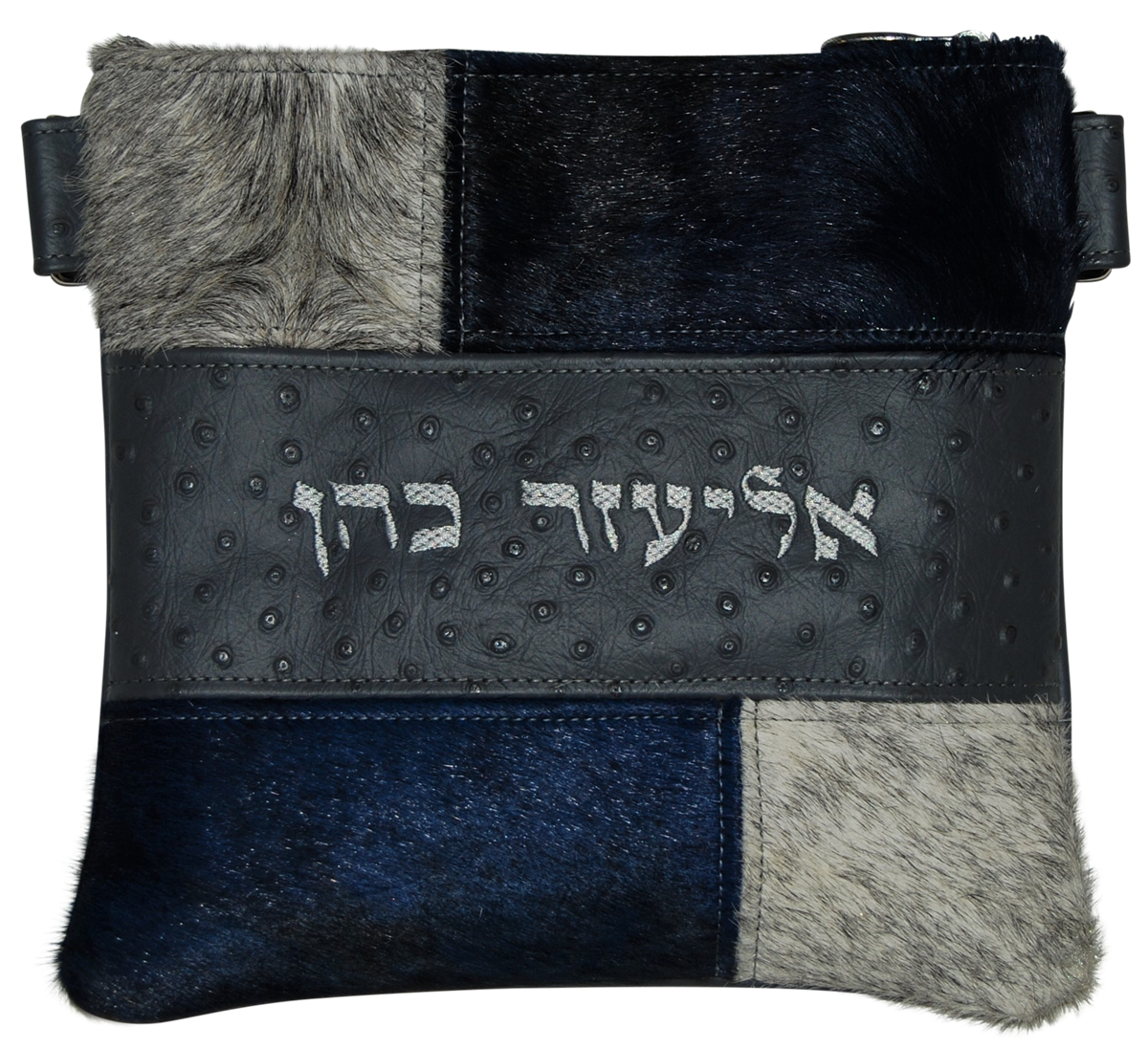 Prestige Ostrich Tallit & Tefillin Bag — Geometric & Colorblock Design, Supreme Collection (505H-GR3)