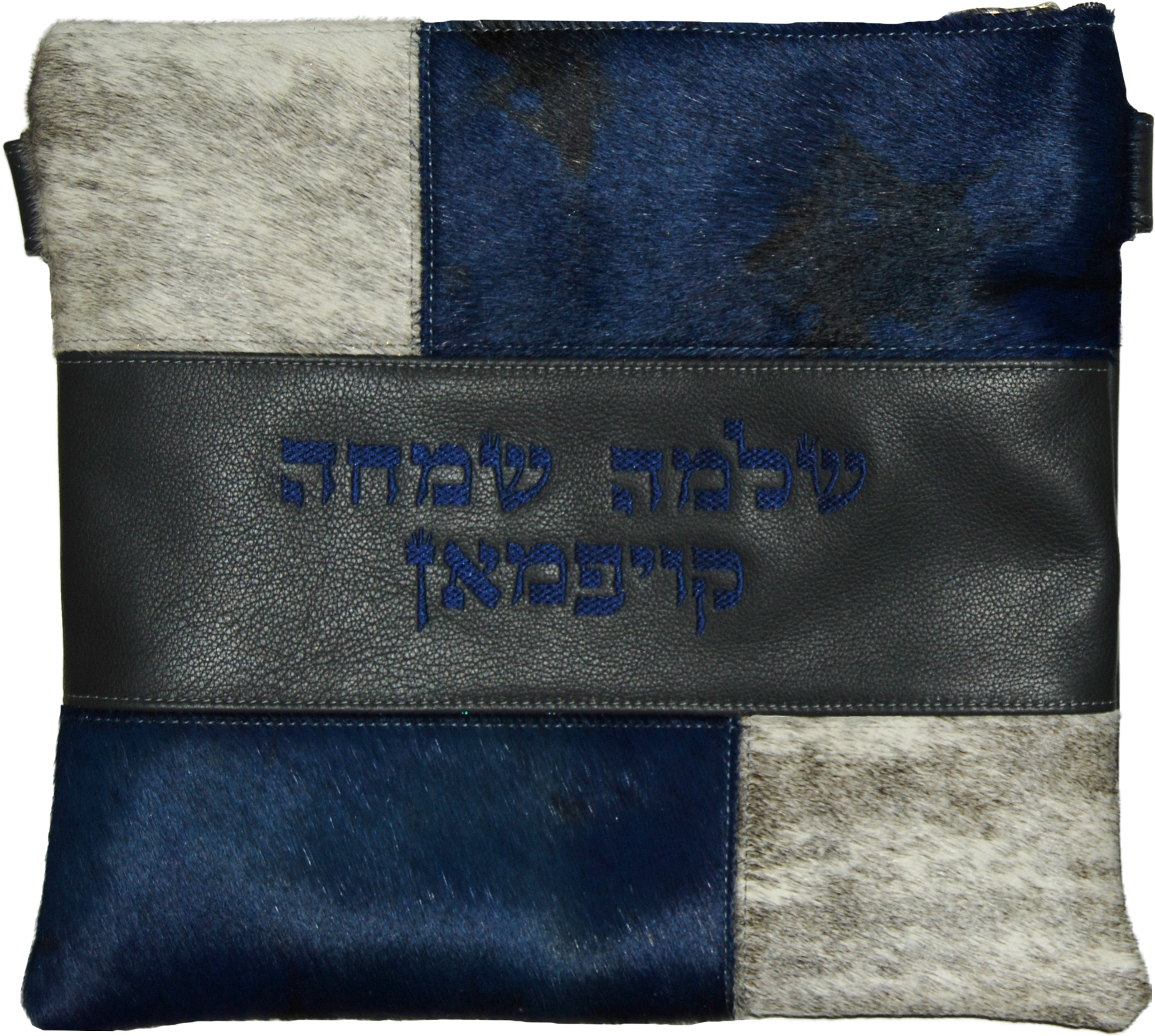 Prestige Leather Tallit & Tefillin Bag — Geometric & Colorblock Design, Supreme Collection (505H-CH)