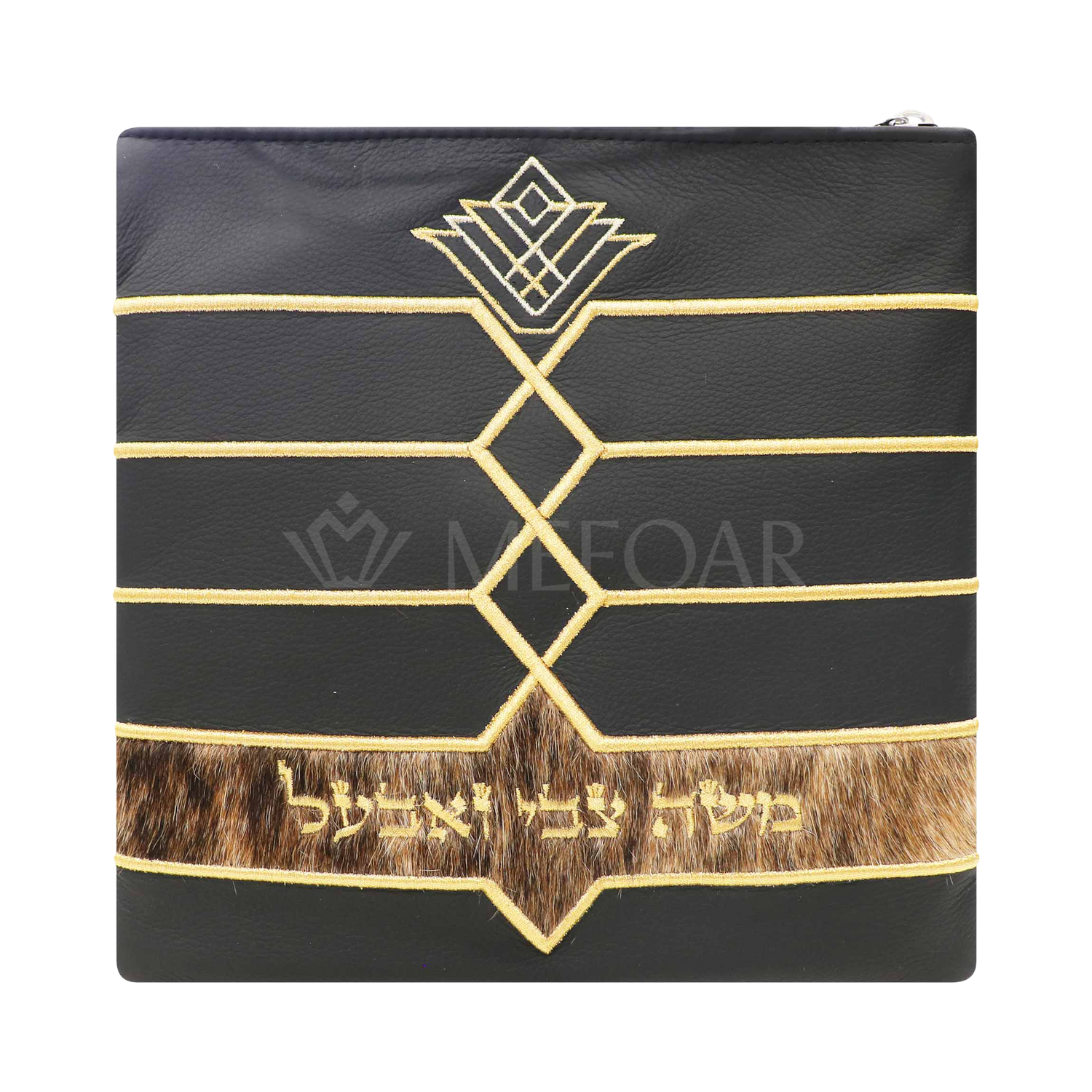 Tallis and Tefillin Bag Design #514 - Leather and Fur - Tallis Bags view 3 | Judaica Square Lakewood