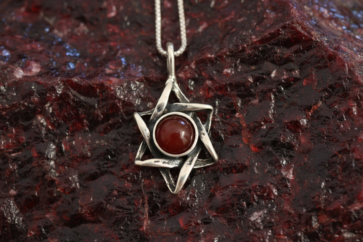 Sterling Star of David pendant with deep blue lapis lazuli stone | Judaica Square Lakewood (view 2)