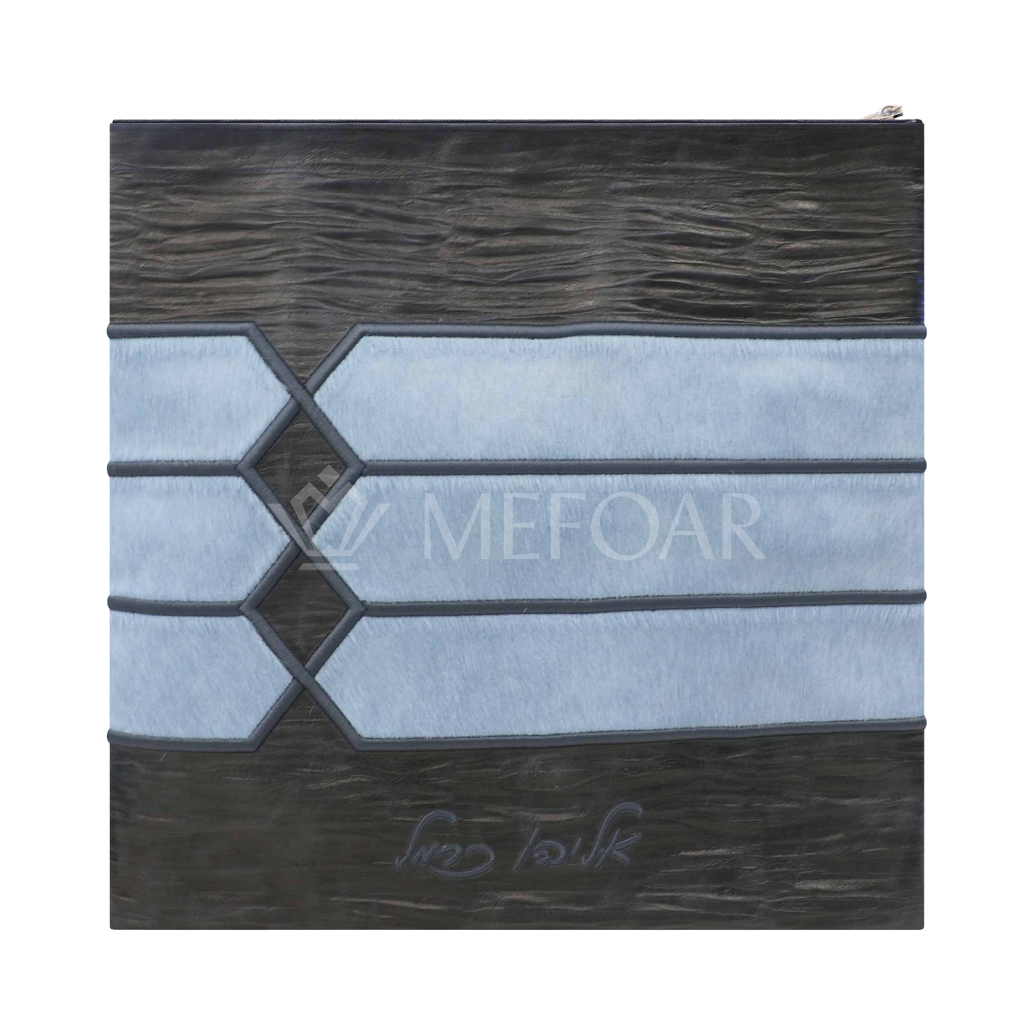 Tallis and Tefillin Bag Design #516 - Sky Blue Fur with Exotic Leathers - Tallis Bags view 2 | Judaica Square Lakewood