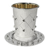 silver plated kiddush cup with Gold Inside Flowers 517