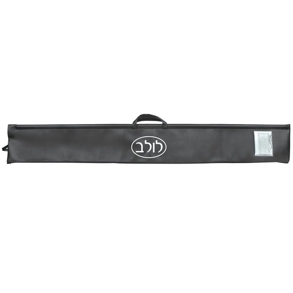 Black 52-inch faux leather lulav case with handles and satin lining
