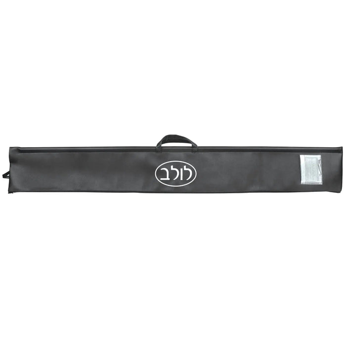 Black 52-inch faux leather lulav case with handles and satin lining