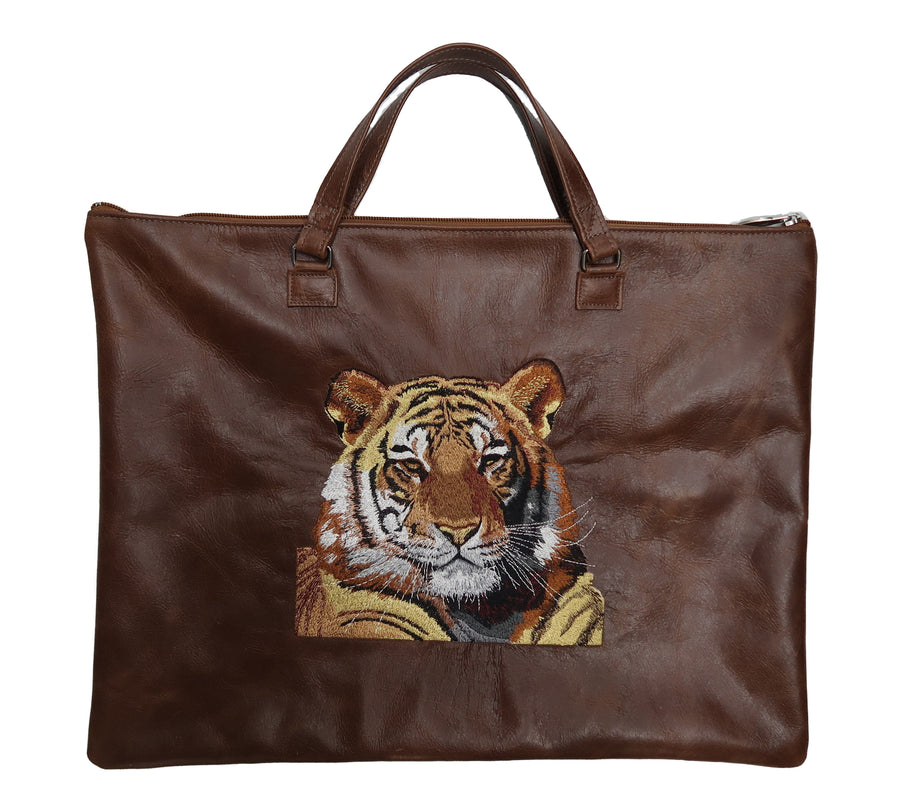 Personalization preview — Custom Leather Tallit & Tefillin Bag — Brown Distressed
