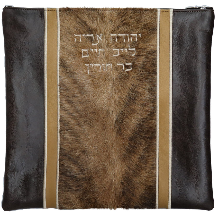 Personalization preview — Exclusive Leather Tallit & Tefillin Bag — Distressed Black