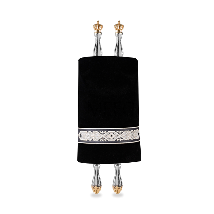 Velvet Torah Mantle - Style 353-Black - Torah Covers & Mantles