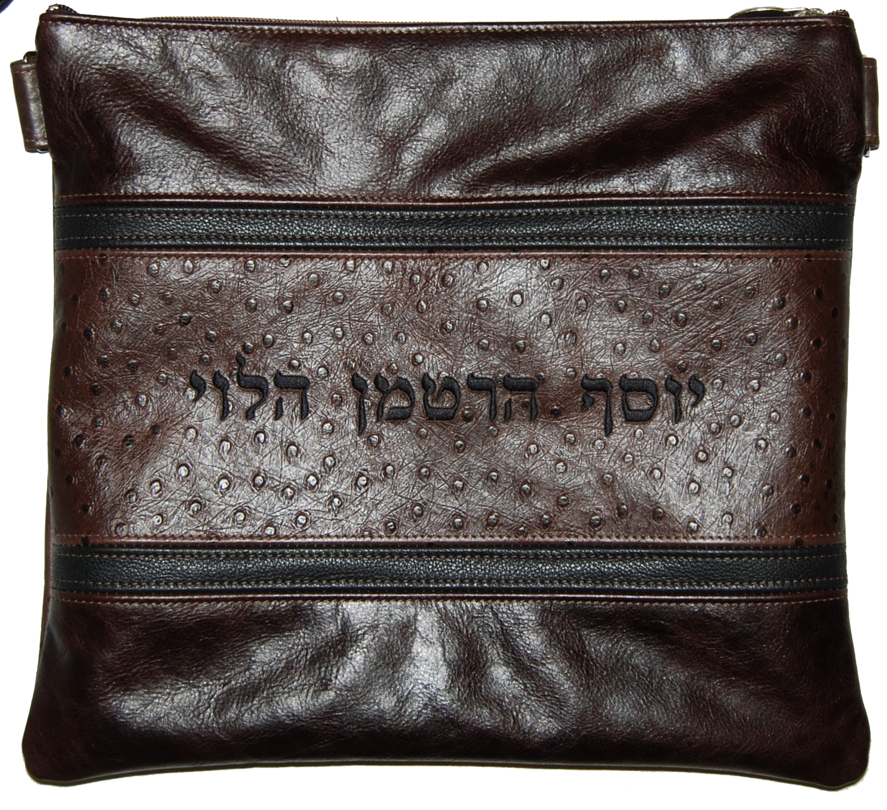 Prestige Ostrich Tallit & Tefillin Bag — Ostrich Design, Exclusive Collection (540H-BR2)