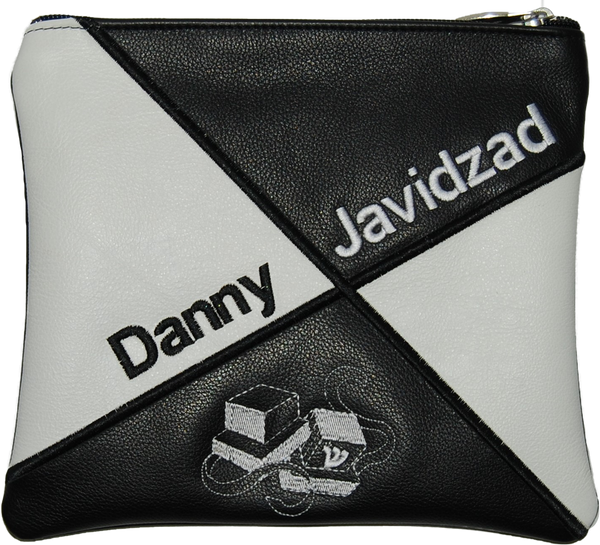 Prestige Leather Tallit & Tefillin Bag — Geometric Design, Exclusive Collection (555G-BK)