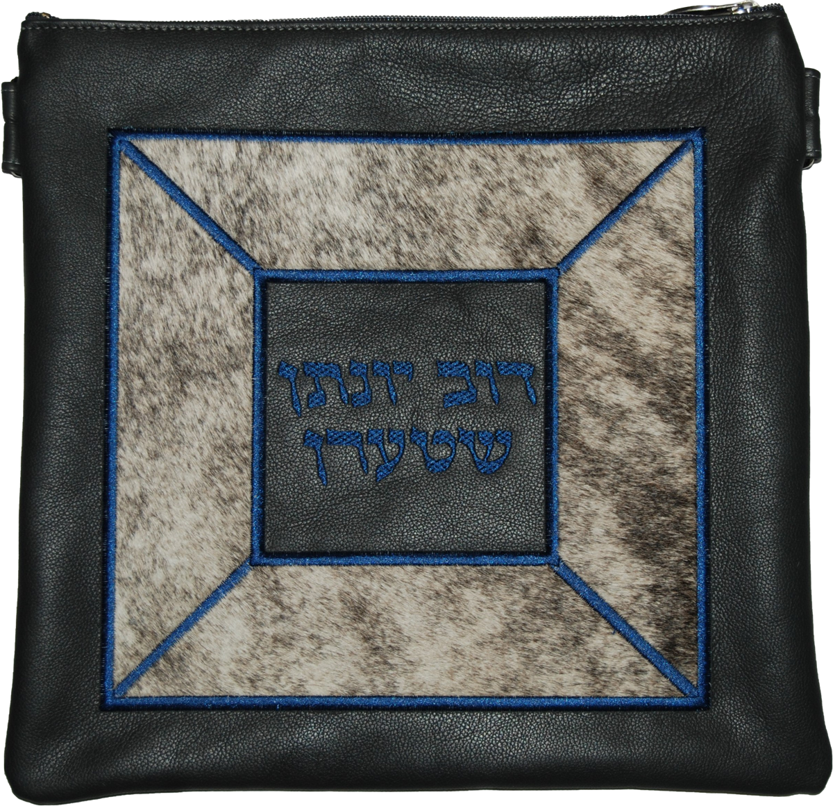 Prestige Leather Tallit & Tefillin Bag — Geometric Design, Supreme Collection (560H-GR2)