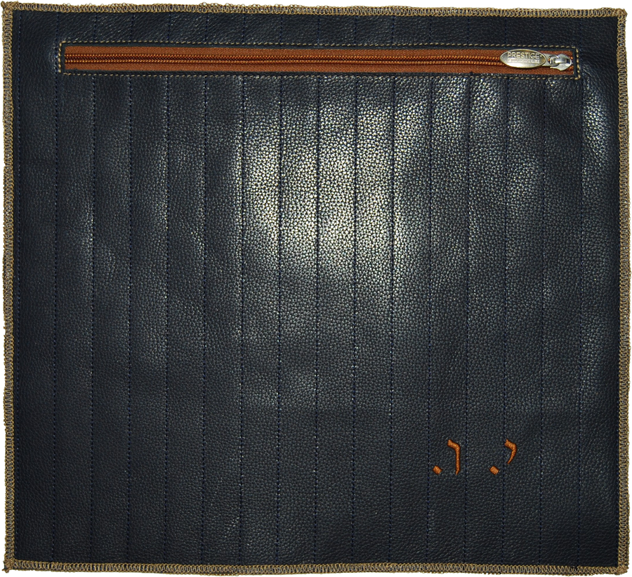 Personalization preview — Exclusive Leather Tallit & Tefillin Bag — Navy