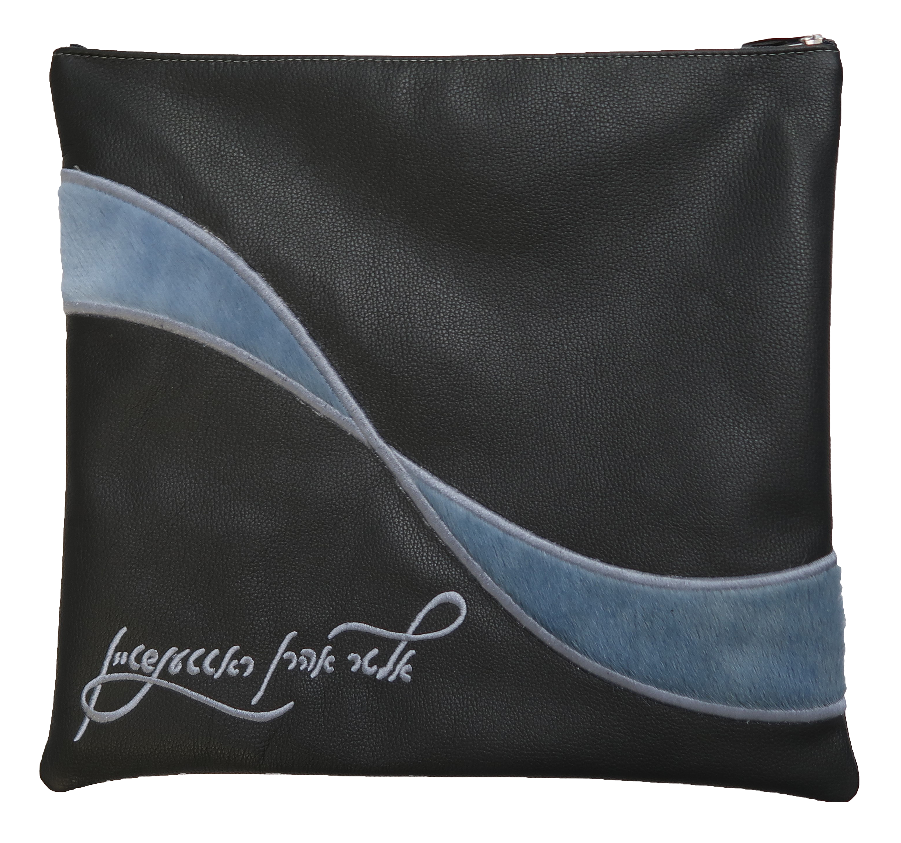 Prestige Leather Tallit & Tefillin Bag — Geometric & Wave Design, Supreme Collection (575H-GR)