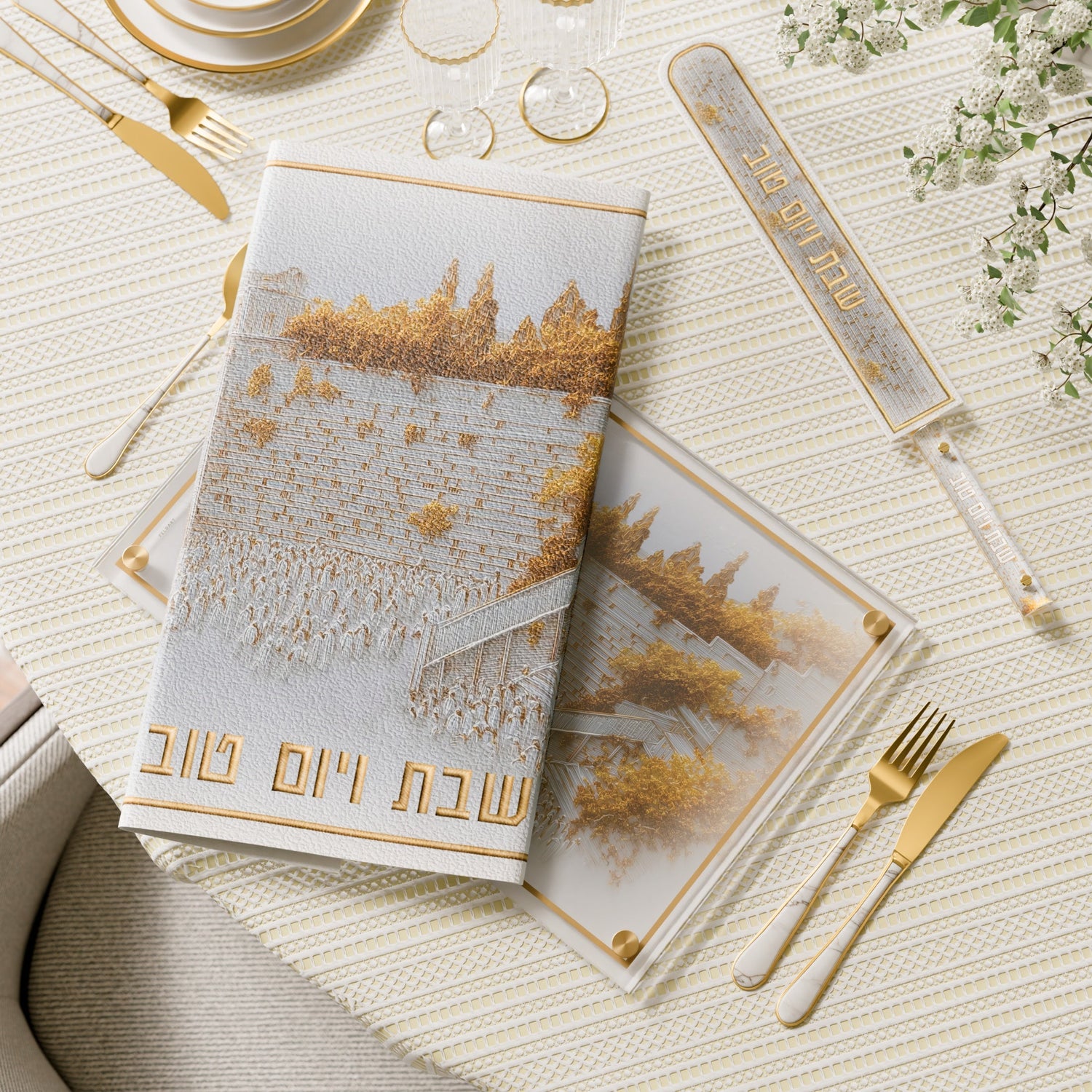 Elevated Stones Knife Cover — Shabbos, Leatherite | Judaica Square Lakewood