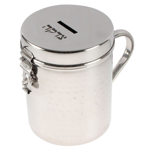 Stainless Steel Hammered Design Shul Tzedakah Box/Pushka 6" (TZ-58324)