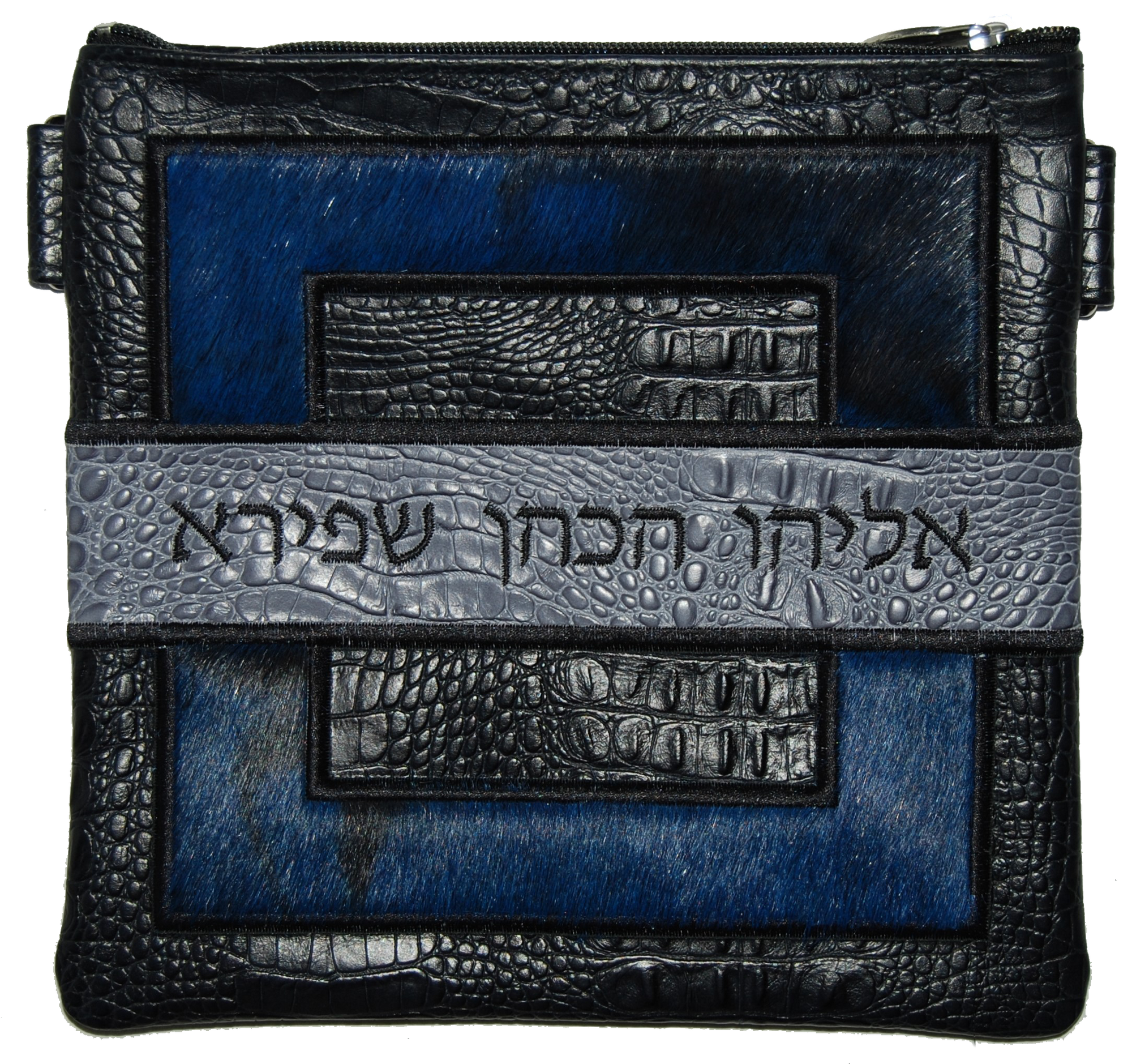 Prestige Croc Tallit & Tefillin Bag — Geometric & Colorblock Design, Premier Collection (585I-BK2)