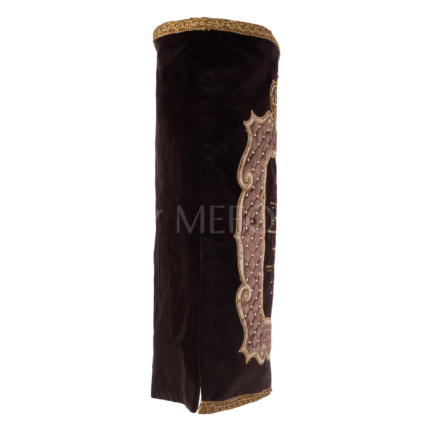 Velvet Torah Mantle - Style 194 - Brown - Image 2