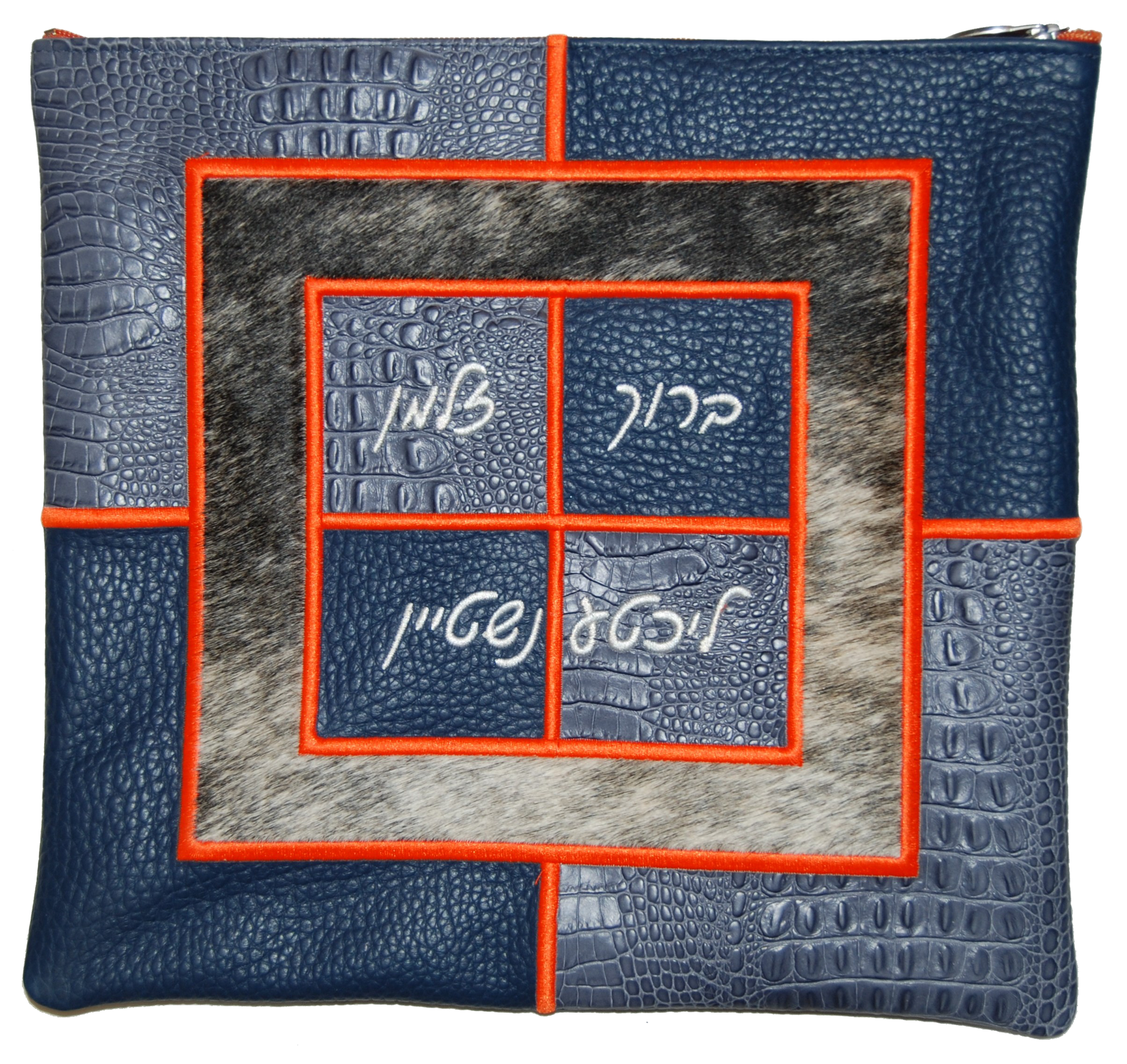 Prestige Croc Tallit & Tefillin Bag — Geometric & Croc Design, Premier Collection (400I-CO)