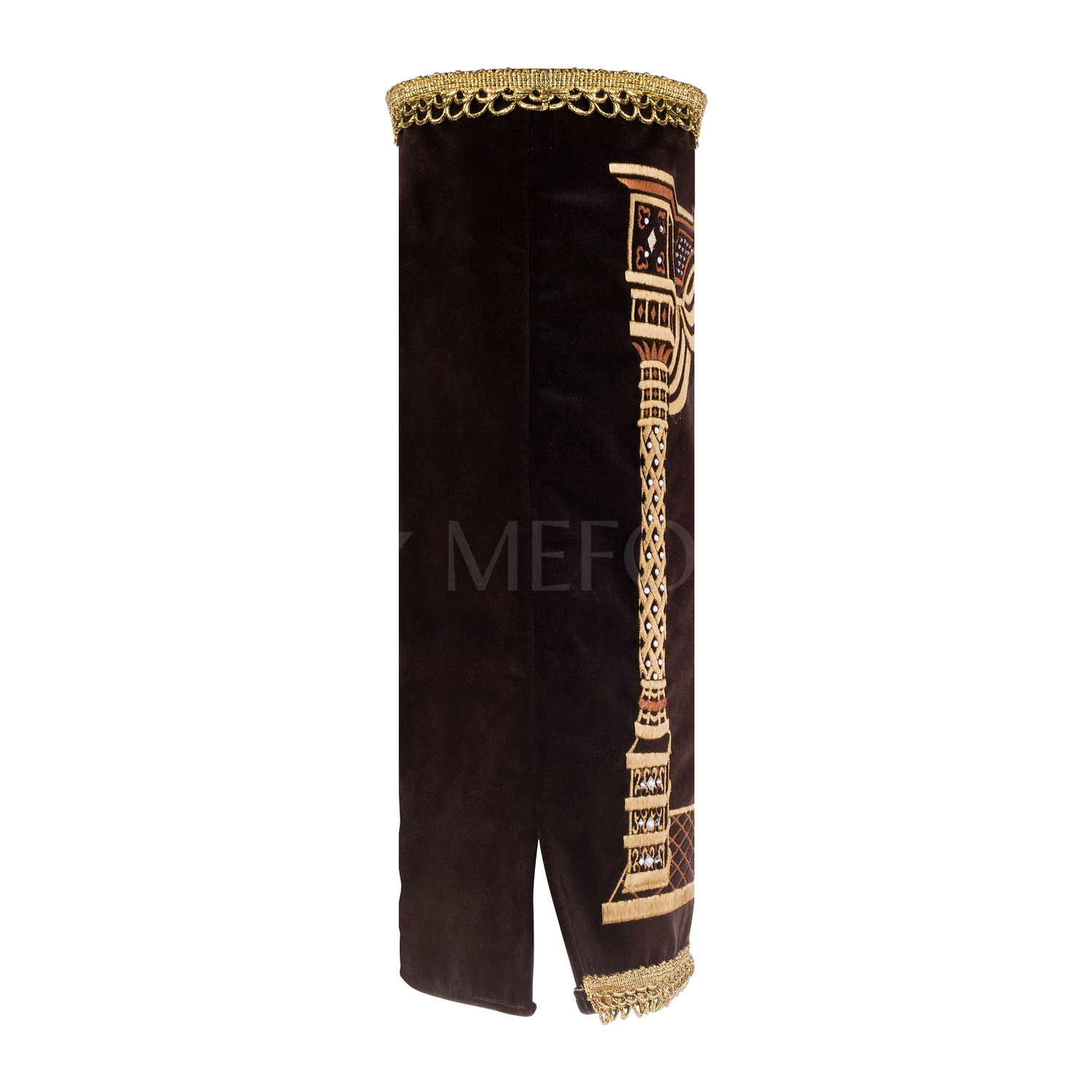 Velvet Torah Mantle - Style 186-Brown - Image 3