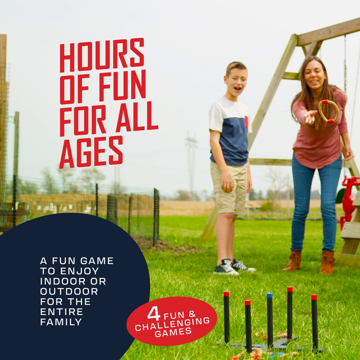 FlingSport Ring Toss Game - Classic Outdoor & Indoor Family Game — product view, view 5 | Judaica Square Lakewood