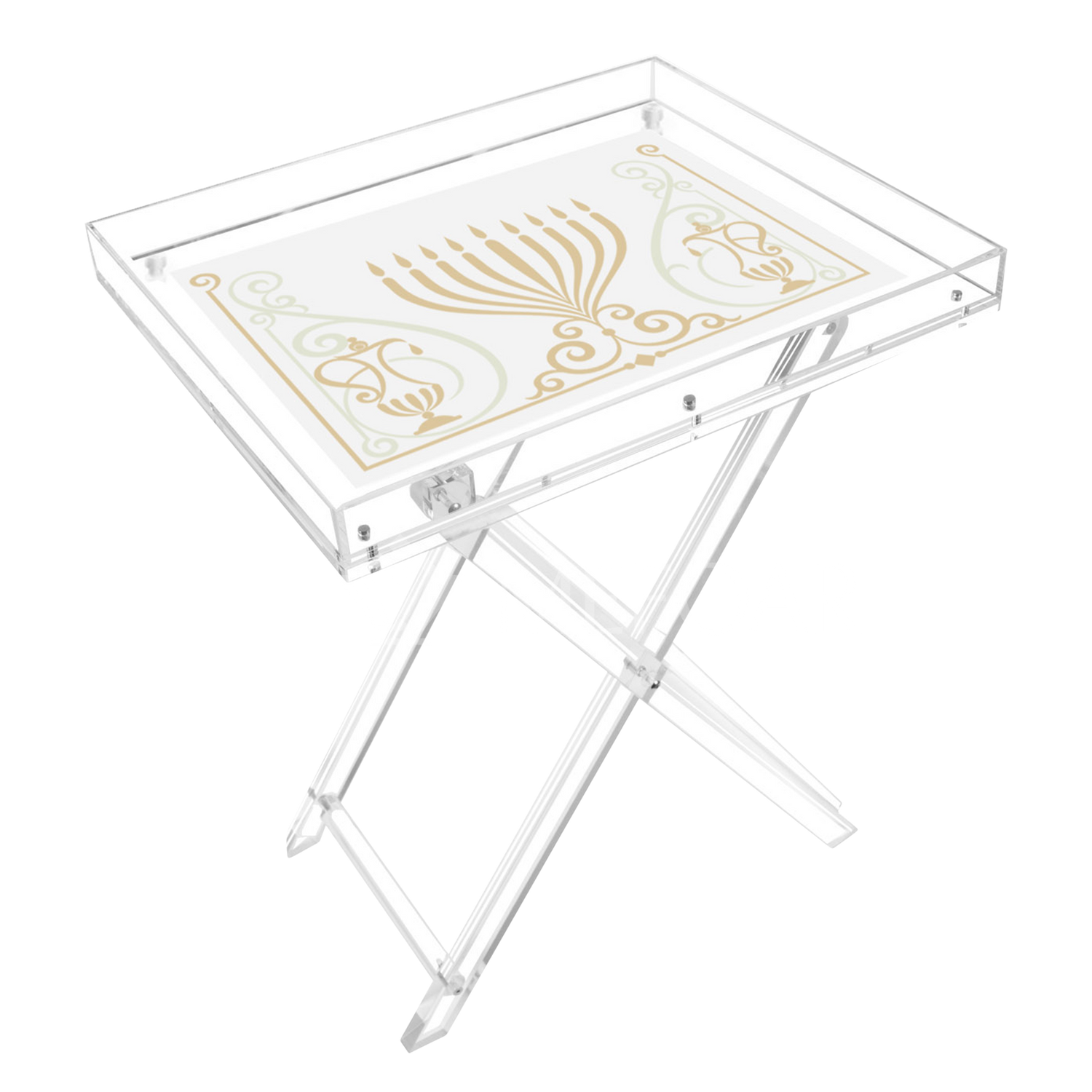 Acrylic Rectangle Chanuka & Year Round Folding Table Style #103 - Judaica Decor view 2 | Judaica Square Lakewood