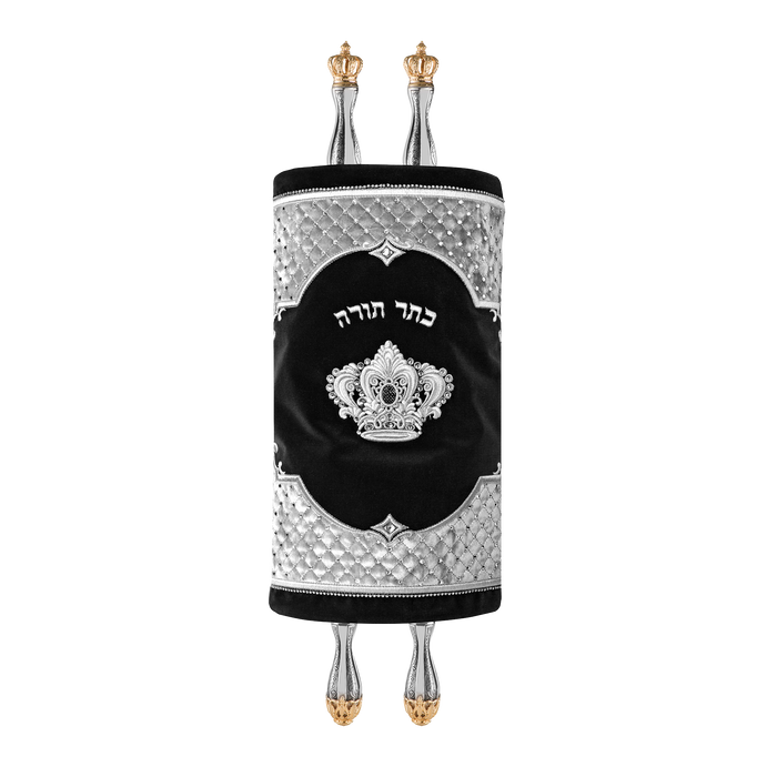 Velvet Torah Mantle -802-Black - Torah Covers & Mantles