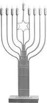 Silver-tone six-foot LED display menorah with nine lights, Star of David, and rectangular base