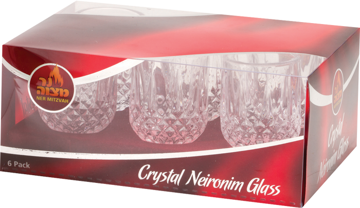Ner Mitzvah Crystal Neironim tempered-glass candelabra cups, 6-pack in retail box