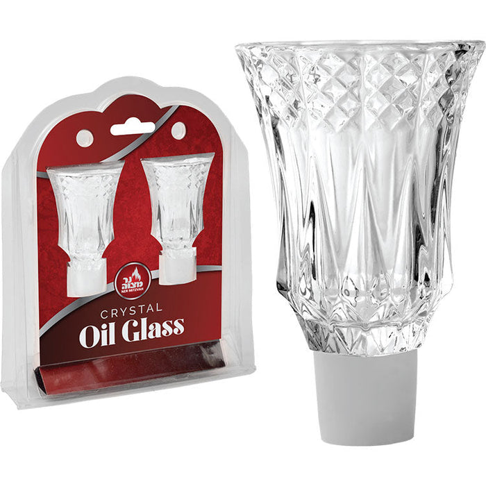 Crystal Oil Glasses with Safety Rubber — pair of clear cups with rubber rings | Judaica Square Lakewood