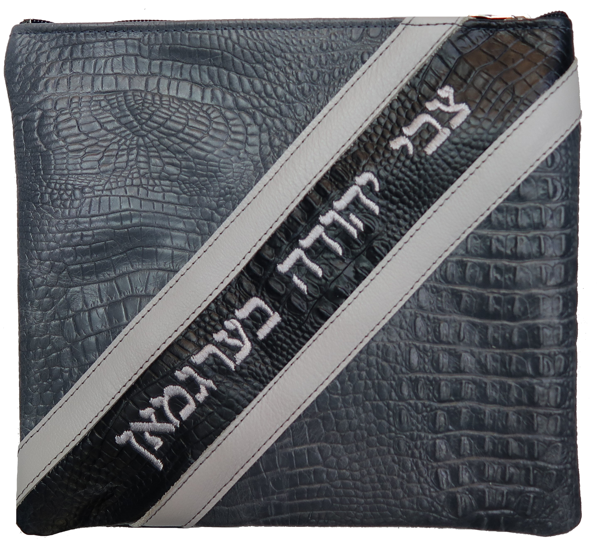 Prestige Croc Tallit & Tefillin Bag — Geometric & Croc Design, Exclusive Collection (600G-SM)