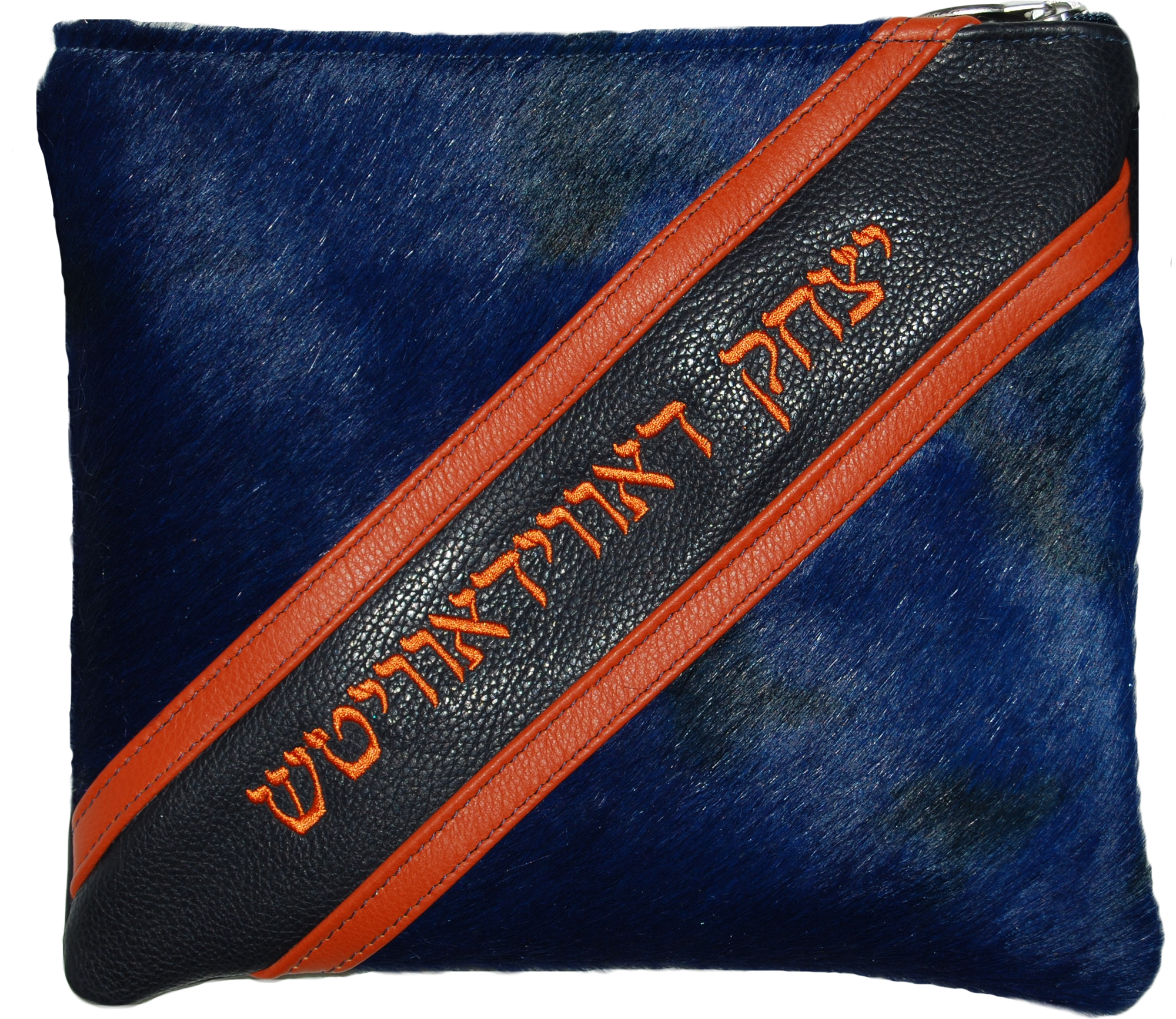 Prestige Leather Tallit & Tefillin Bag — Geometric Design, Premier Collection (600I-NV3)