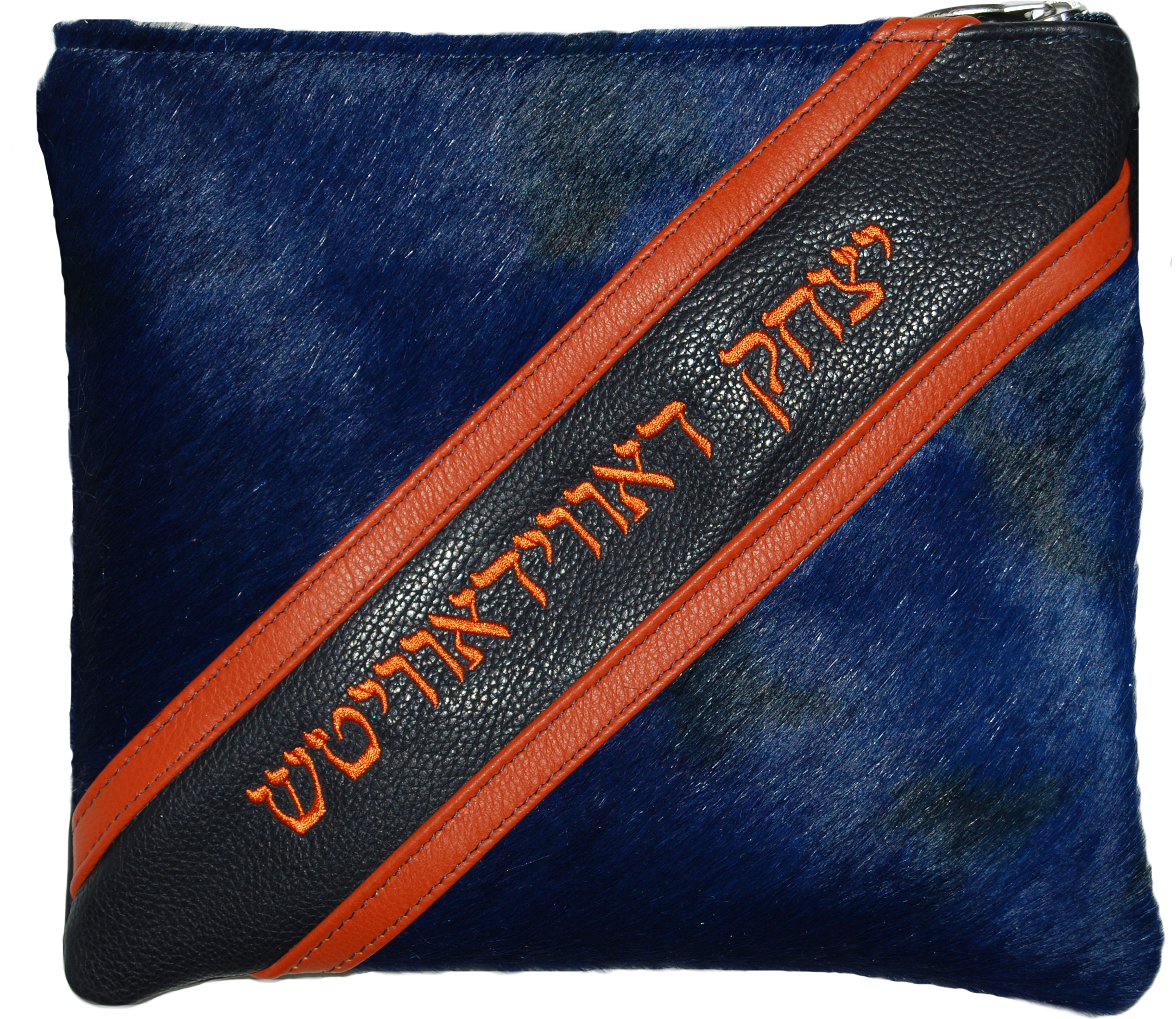 Prestige Leather Tallit & Tefillin Bag — Geometric Design, Premier Collection (600I-NV3)