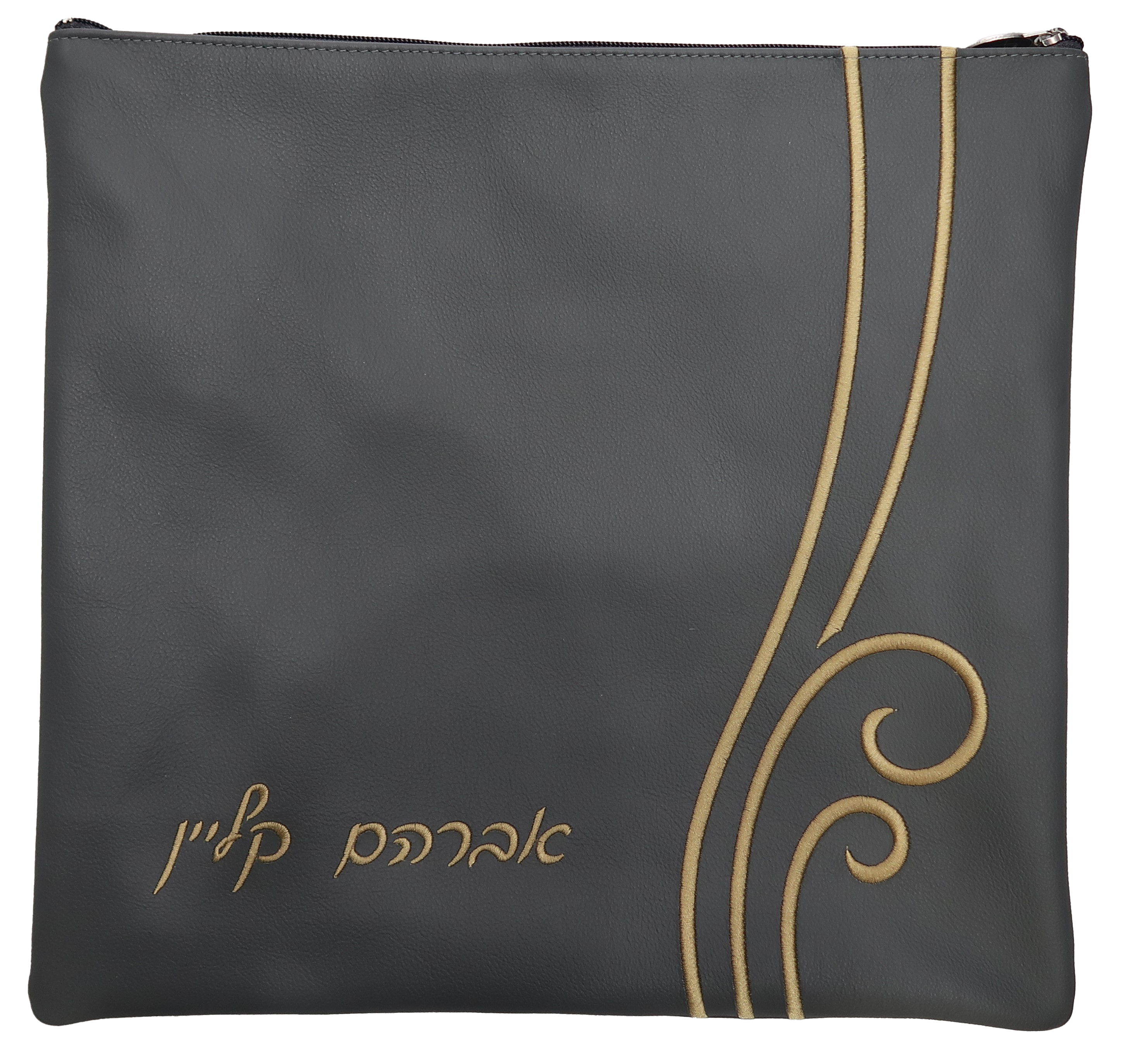 Prestige Leather Tallit & Tefillin Bag — Wave & Crown Design, Prestige Collection (6050C-LG)