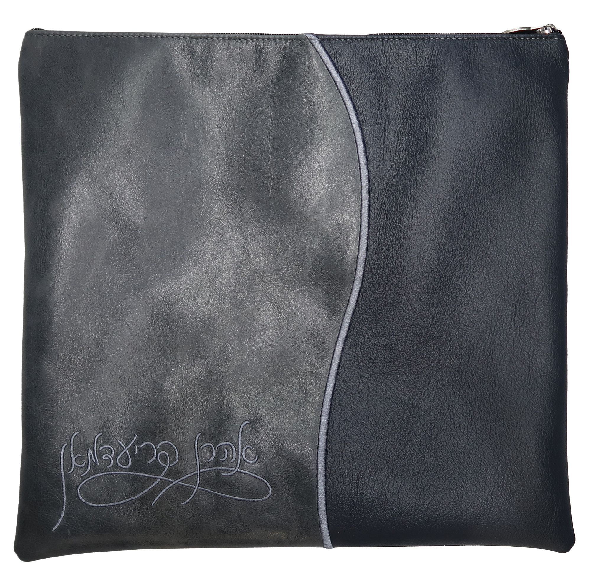 Prestige Leather Tallit & Tefillin Bag — Geometric & Wave Design, Exclusive Collection (605G-SM2)