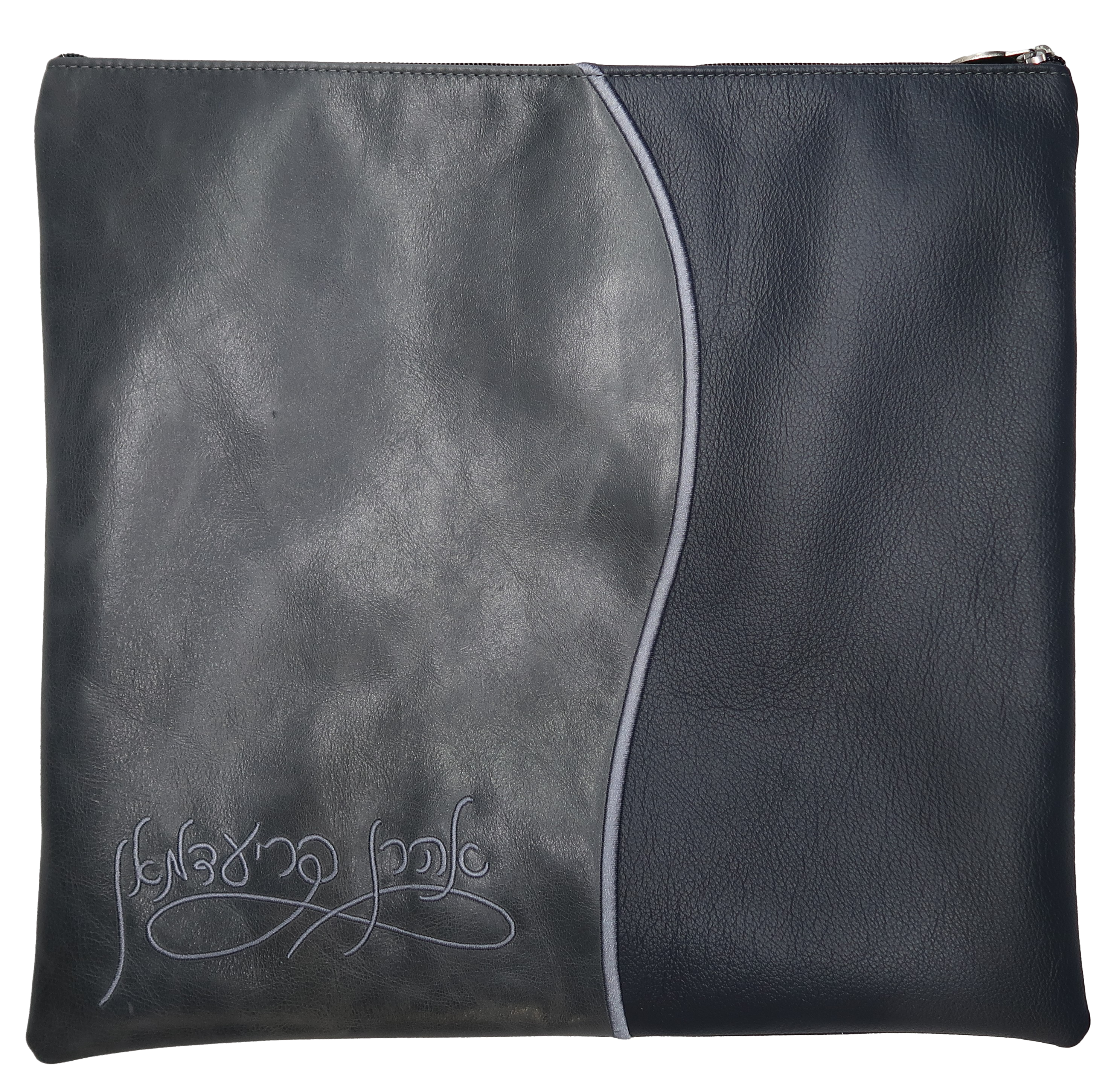 Prestige Leather Tallit & Tefillin Bag — Geometric & Wave Design, Exclusive Collection (605G-SM2)