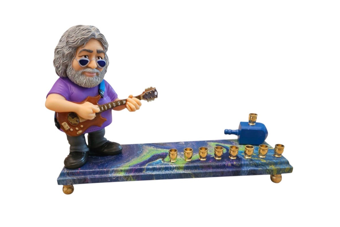 Jerry Garcia Menorah — signed sculpture with brass cups on a swirled base | Judaica Square Lakewood (view 8)