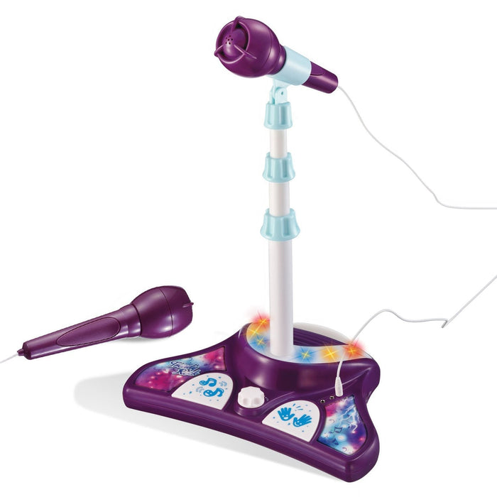 Little Pretender Kids Karaoke Machine with 2 Mics & Adjustable Stand — stage lights | Judaica Square Lakewood