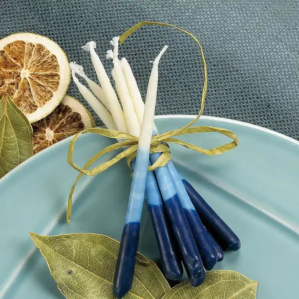Blue and white Hanukkah candles — box of 45 hand-dipped tapers for a menorah | Judaica Square Lakewood (view 7)
