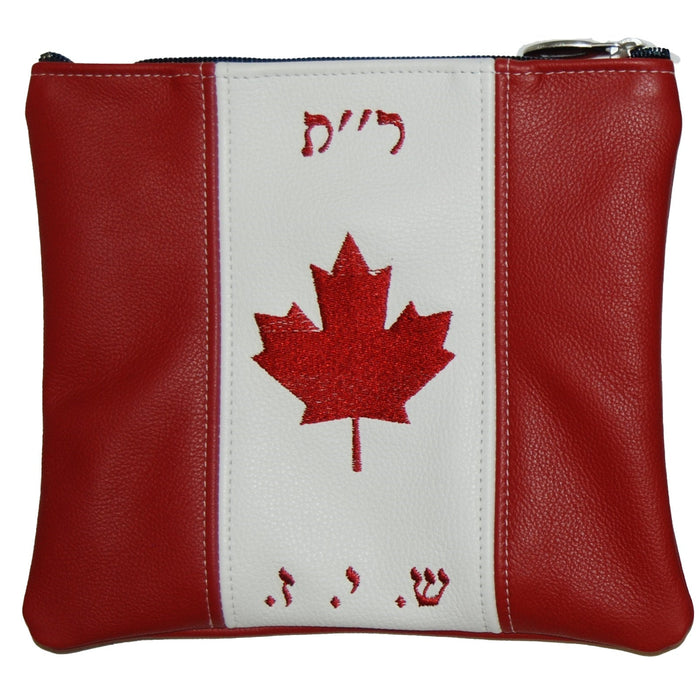 Prestige Leather Tallit & Tefillin Bag — Crown Design, Prestige Collection (615D-RD)