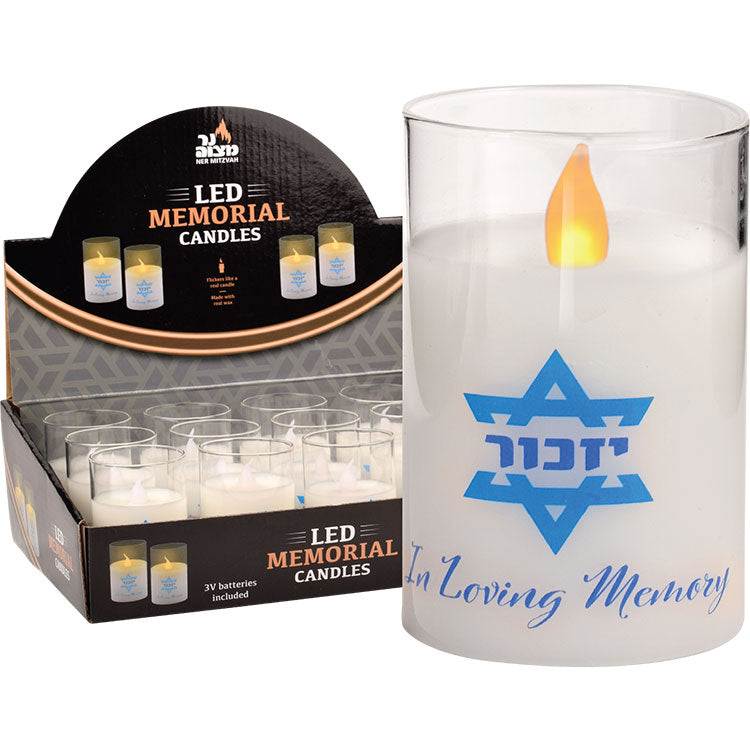 LED Memorial Glass Candle — Judaica Square