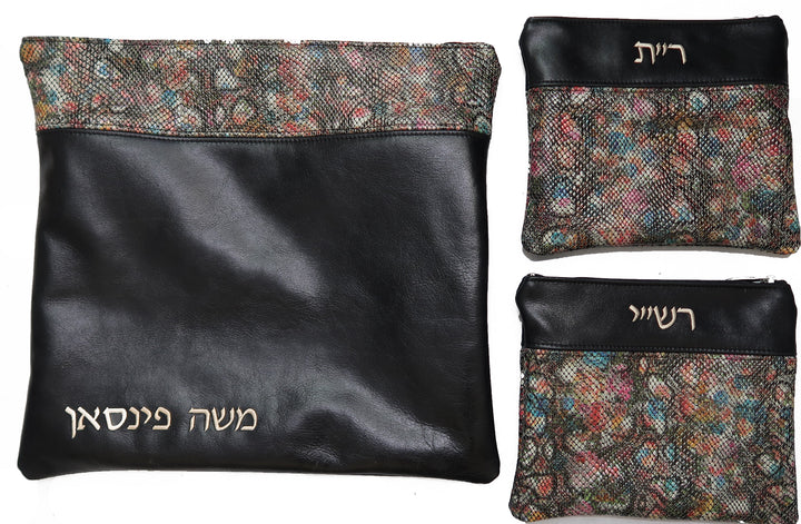 Prestige Python Tallit & Tefillin Bag — Python Design, Regal Collection (620F-BK2)