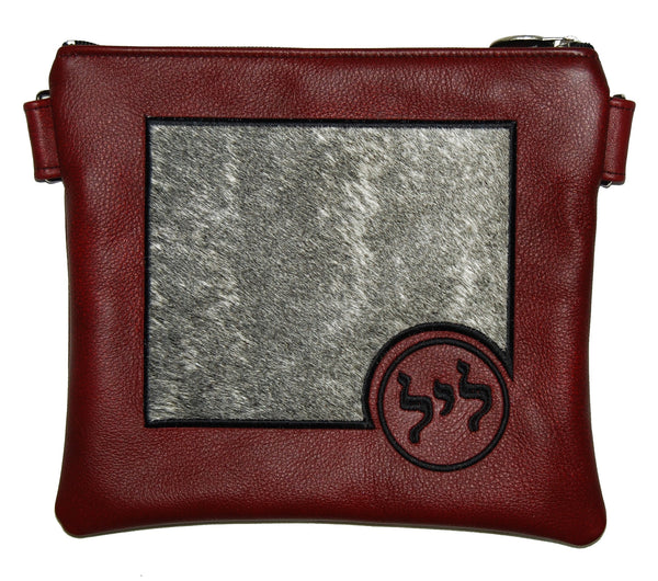 Prestige Leather Tallit & Tefillin Bag — Geometric Design, Regal Collection (625F-K)