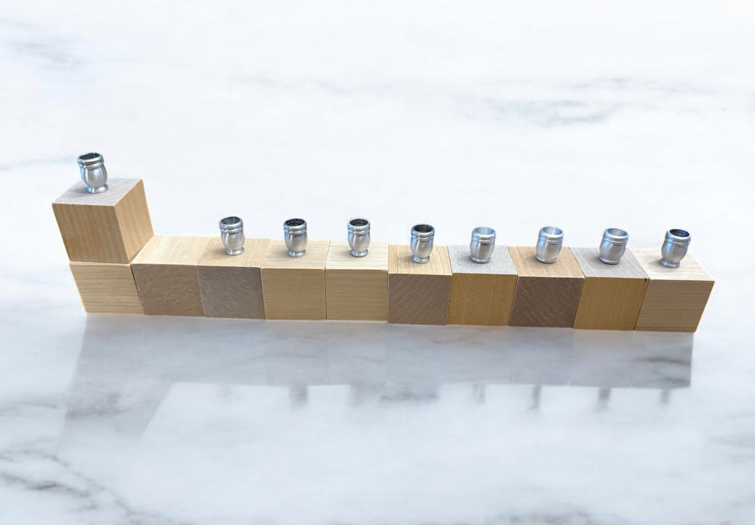 Block menorah kit — birch cubes, wooden dreidel, acrylic paints and aluminum candle cups | Judaica Square Lakewood (view 11)