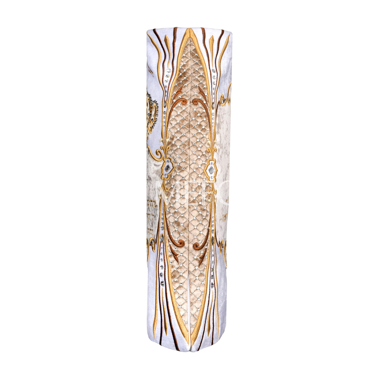 Velvet Torah Mantle - Style 1315 -White and Gold - Image 3