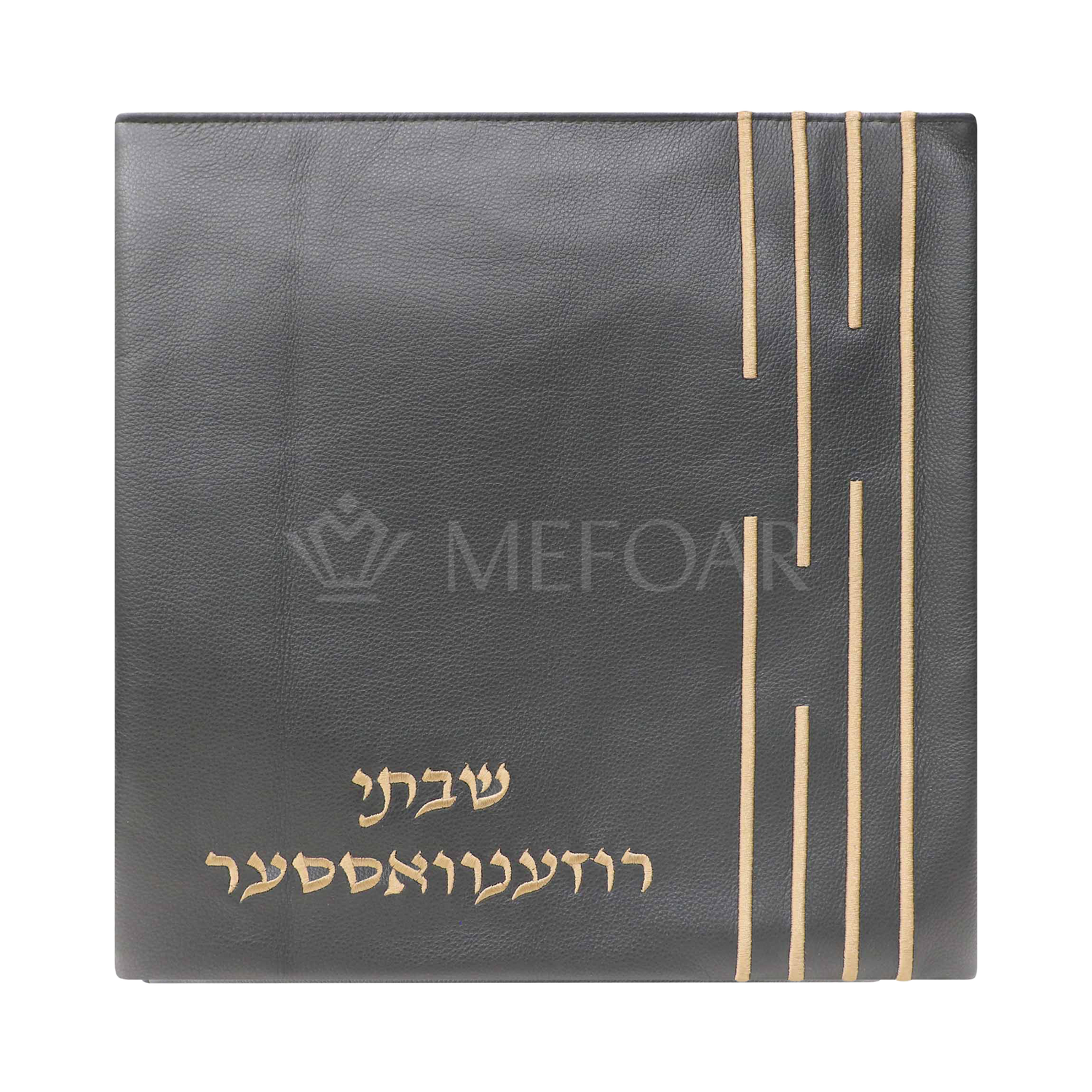 Tallis and Tefillin Bag Design #648 - Solid Black Leather - Tallis Bags view 3 | Judaica Square Lakewood